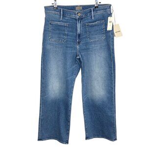 MOTHER The Maven Patch Pocket Mid-Rise Wide-Leg Ankle Jeans, Avant Gardener, 32